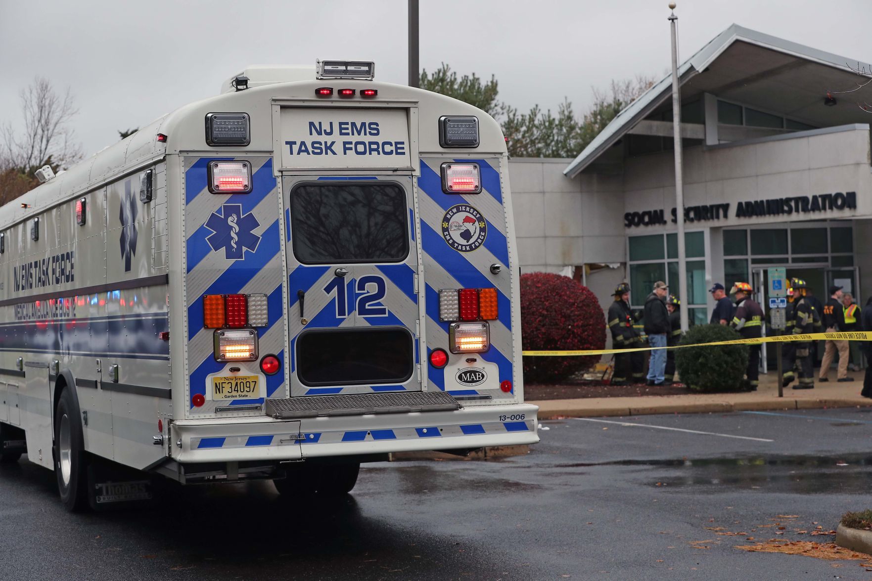 Car crash through Social Security Building